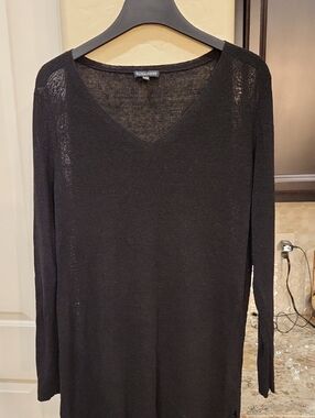 Eileen FISHER Black Linen Blend Tunic Sweater Size Large